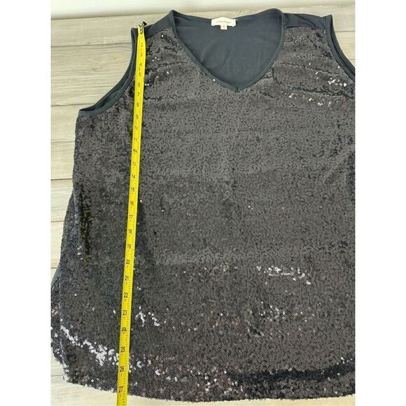 Urban‎ Diction Black Sparkle V-neck Sleeveless Top Size 3X - Picture 4 of 5